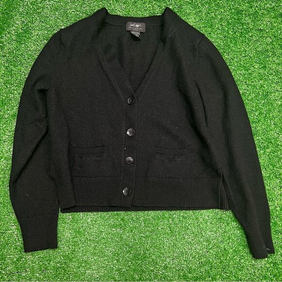 Lord & Taylor Black Wool V-Neck Cardigan Sweater Size PL - Picture 1 of 8